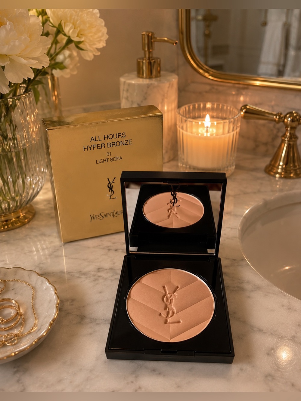 YSL Bronzer All Hours Hyper Bronze Powder Color 01 = Light Sepia *Brand New - Picture 2 of 14